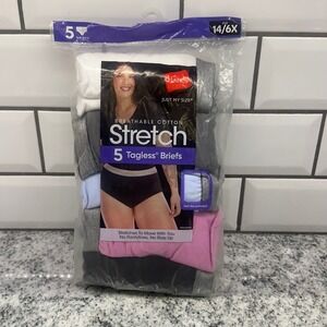 Hanes Womens 14/6X Briefs Multicolor 5 Pack Cotton‎ Stretch Tagless Just My Size